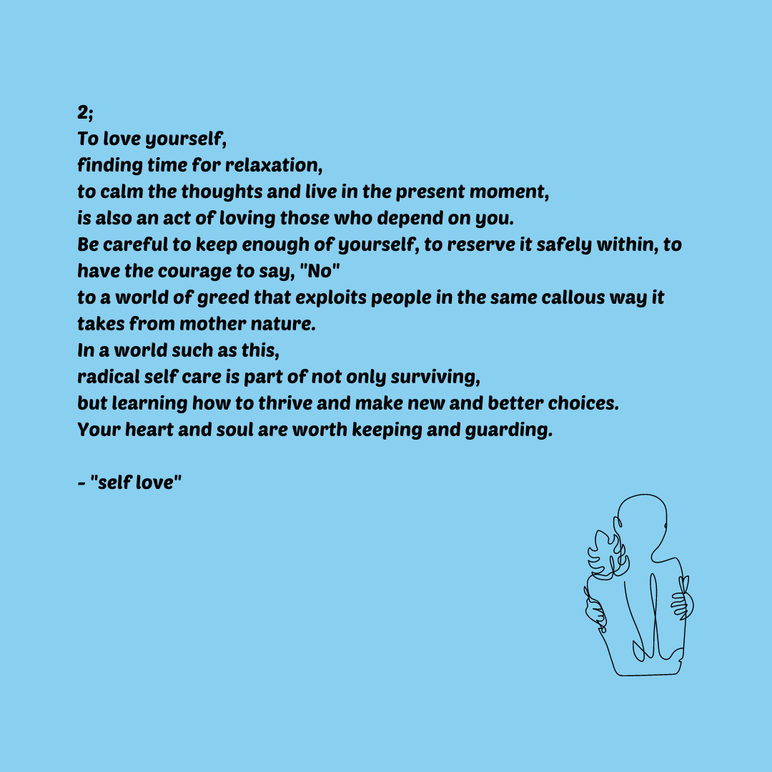 Wellbeing Poem  “Self Love” – D.U, 17 year old